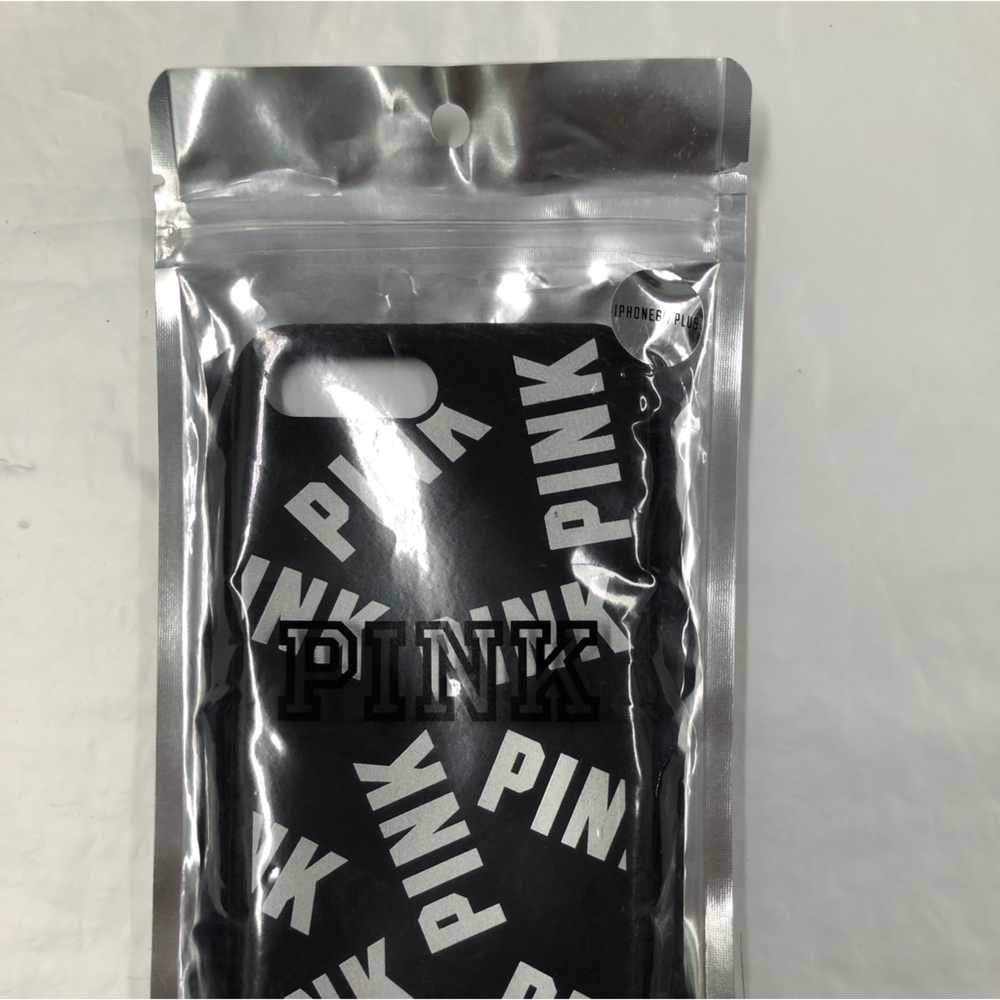 Victoria’s Secret Pink IPhone 6/ 7 Plus with ID Pocket Rubber Case, Black Logo
